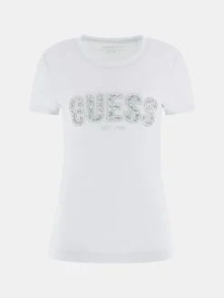 Damen GUESS Logo Lace T-Shirt