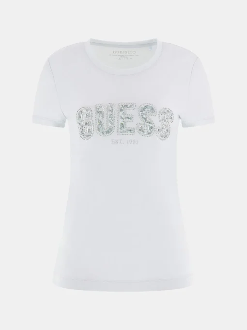 Damen GUESS Logo Lace T-Shirt