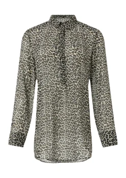 Damen Comma Longbluse aus Chiffon mit Leo-Print