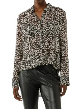 Damen Comma Longbluse aus Chiffon mit Leo-Print