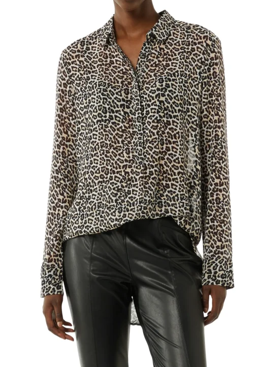 Damen Comma Longbluse aus Chiffon mit Leo-Print