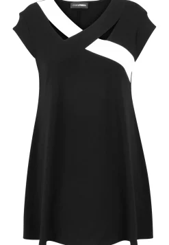 Damen Doris Streich Long-Shirt mit Kontrasteinsatz