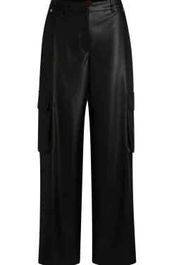 Damen Hugo Red Loose-Fit Cargo-Hose aus Kunstleder