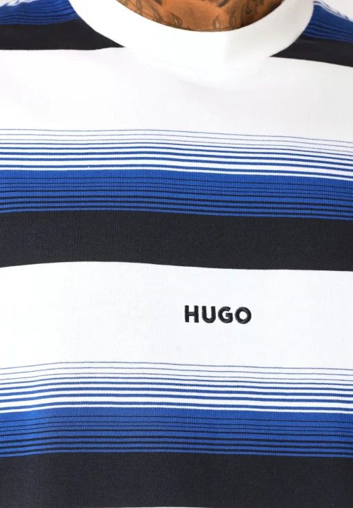 Herren Hugo Blue Loose-Fit Langarmshirt aus Baumwoll-Jersey mit Querstreifen