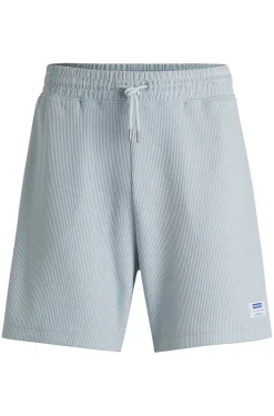 Herren Hugo Blue Loose-Fit Shorts aus Baumwoll-Mix mit Waffelstruktur