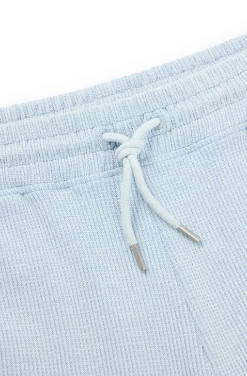 Herren Hugo Blue Loose-Fit Shorts aus Baumwoll-Mix mit Waffelstruktur