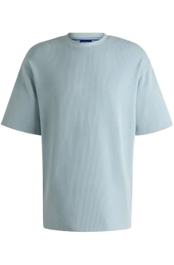Herren Hugo Blue Loose-Fit T-Shirt aus Baumwoll-Mix mit Waffelstruktur