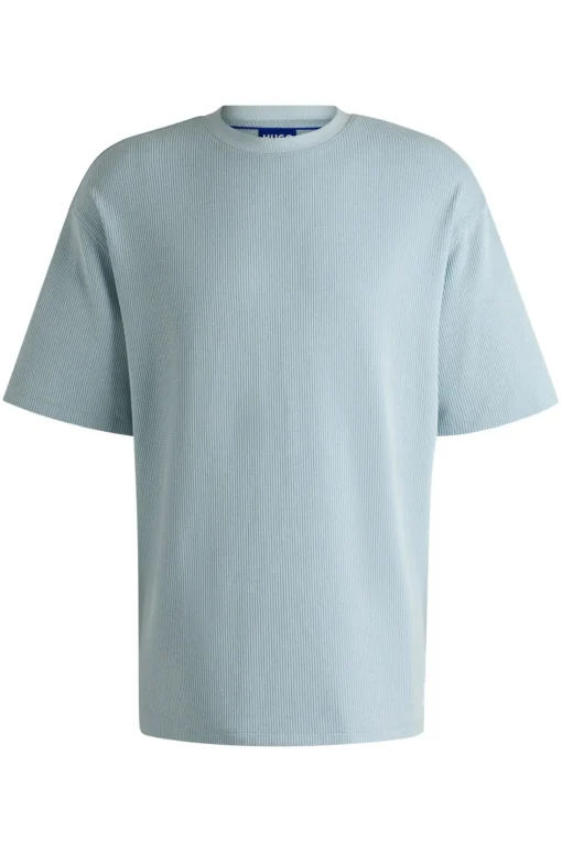 Herren Hugo Blue Loose-Fit T-Shirt aus Baumwoll-Mix mit Waffelstruktur