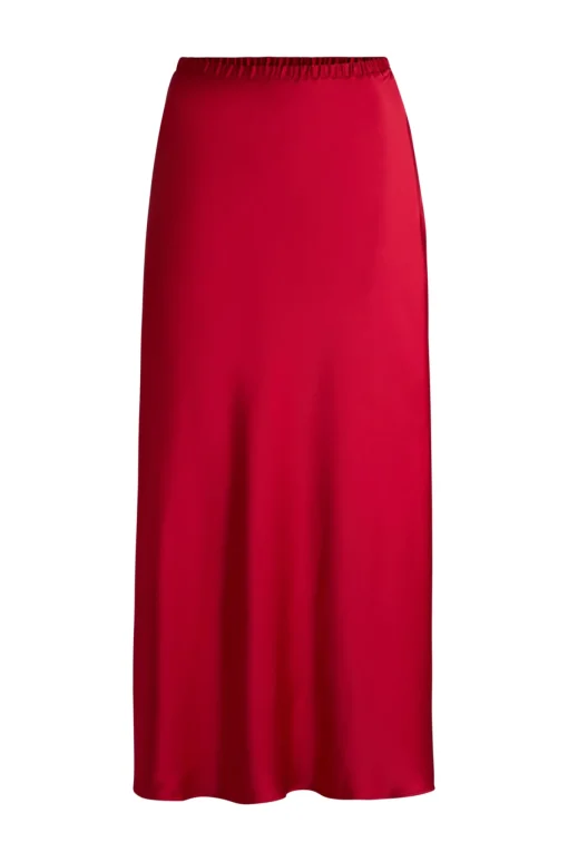Damen Hugo Red Maxirock aus fließendem Satin