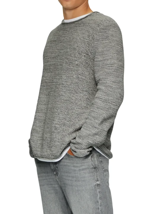 Herren QS Melierter Strickpullover