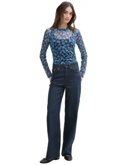 Damen Tom Tailor Denim Mesh-Langarmshirt mit Muster