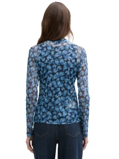 Damen Tom Tailor Denim Mesh-Langarmshirt mit Muster