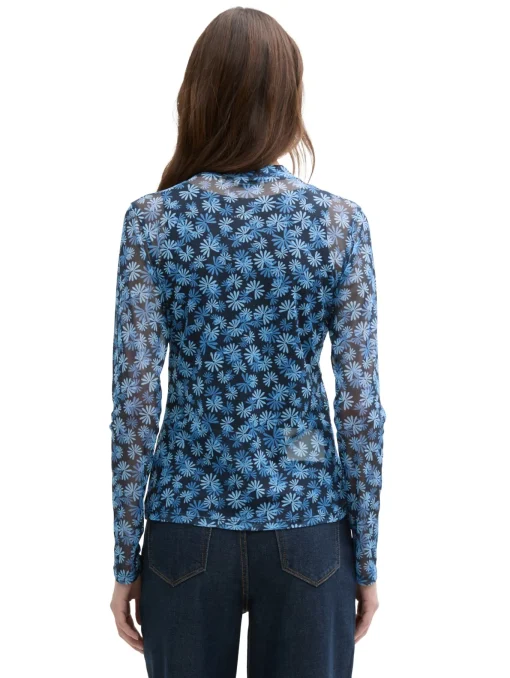 Damen Tom Tailor Denim Mesh-Langarmshirt mit Muster