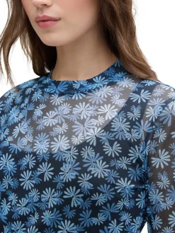 Damen Tom Tailor Denim Mesh-Langarmshirt mit Muster
