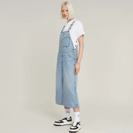 Damen G-Star Midi Dungaree Jeans Latzkleid