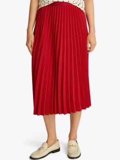 Damen Tommy Hilfiger Midi-Faltenrock mit Logo am Taillenbund