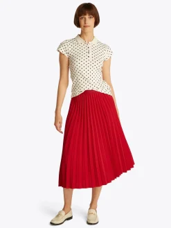 Damen Tommy Hilfiger Midi-Faltenrock mit Logo am Taillenbund