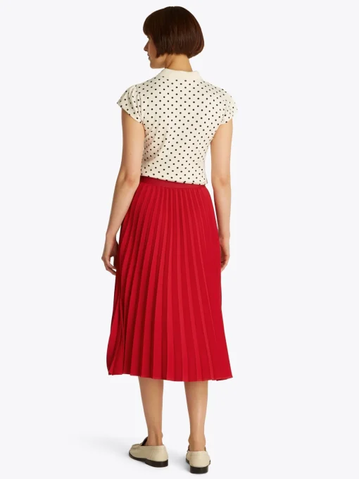 Damen Tommy Hilfiger Midi-Faltenrock mit Logo am Taillenbund