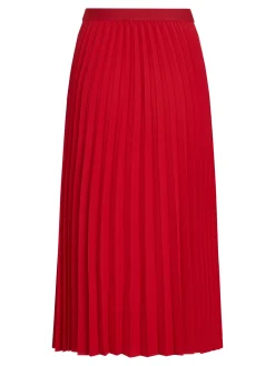 Damen Tommy Hilfiger Midi-Faltenrock mit Logo am Taillenbund