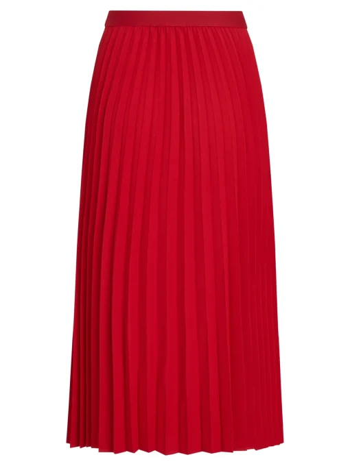 Damen Tommy Hilfiger Midi-Faltenrock mit Logo am Taillenbund