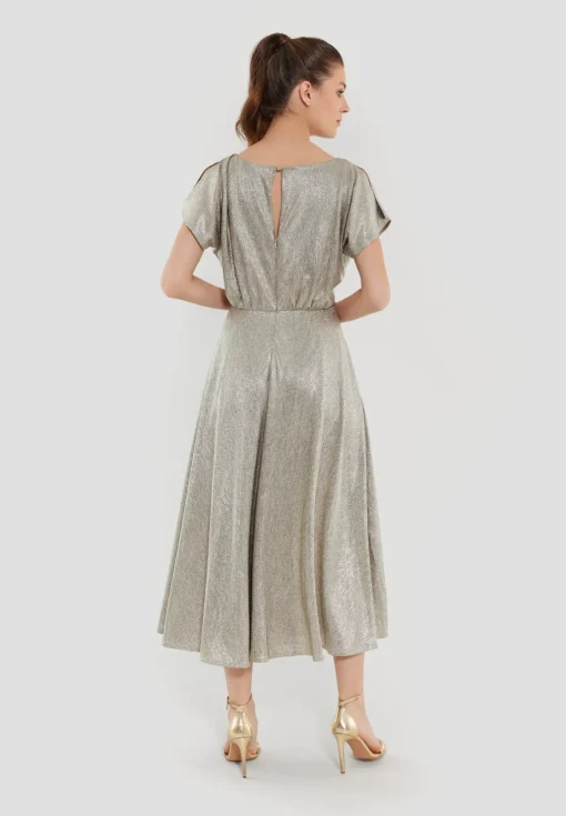 Damen Swing Day Midikleid aus foliertem Jersey
