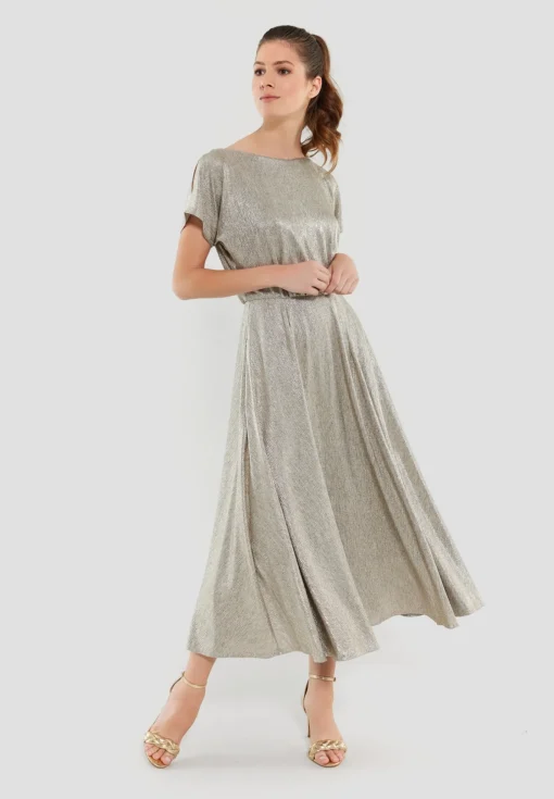 Damen Swing Day Midikleid aus foliertem Jersey