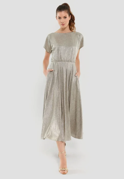 Damen Swing Day Midikleid aus foliertem Jersey