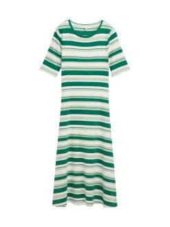 Damen Tom Tailor Denim Midi-Kleid mit Streifenmuster