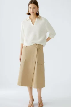 Damen Oui Midirock Baumwoll-Twill