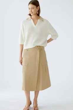 Damen Oui Midirock Baumwoll-Twill