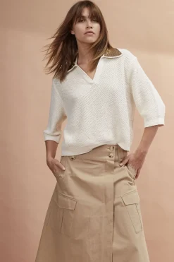 Damen Oui Midirock Baumwoll-Twill