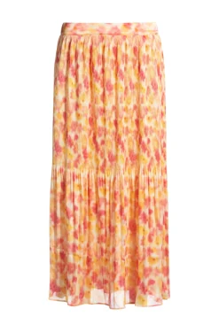 Damen Hugo Red Midirock mit Plissee-Falten und angedeutetem Blumen-Print