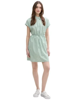 Damen Tom Tailor Denim Mini-Blusenkleid mit Streifenmuster