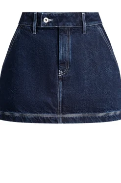 Damen Hugo Blue Minirock aus Denim mit kontrastierenden Nähten