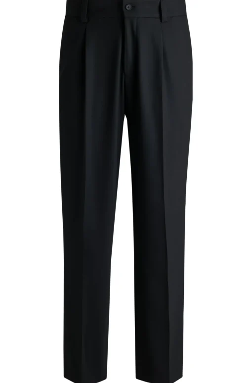 Herren Hugo Red Modern-Fit Hose aus Stretch-Twill mit Bügelfalten