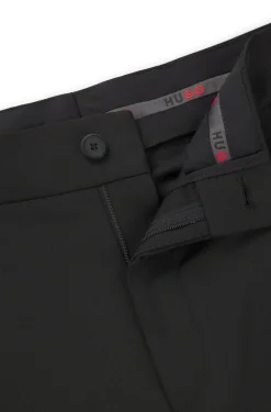Herren Hugo Red Modern-Fit Hose aus Stretch-Twill mit Bügelfalten