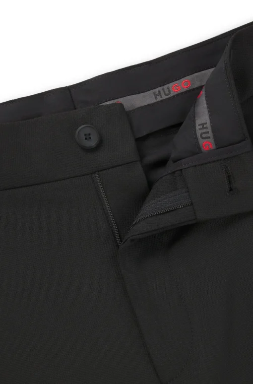 Herren Hugo Red Modern-Fit Hose aus Stretch-Twill mit Bügelfalten