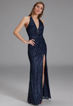 Damen Hey Kyla Neckholder Paillettenkleid mit Beinschlitz
