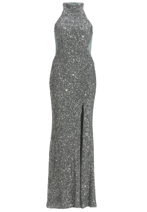 Damen Hey Kyla Neckholder Paillettenkleid mit Beinschlitz