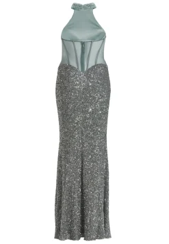 Damen Hey Kyla Neckholder Paillettenkleid mit Beinschlitz
