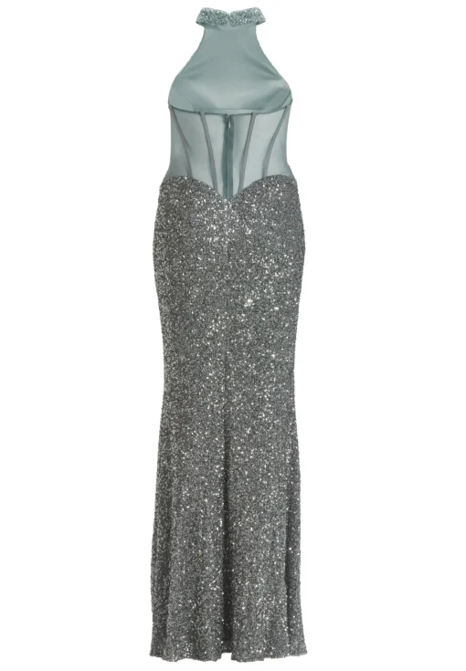 Damen Hey Kyla Neckholder Paillettenkleid mit Beinschlitz
