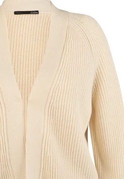 Damen Lecomte Offener Strick-Cardigan mit Perfangstruktur