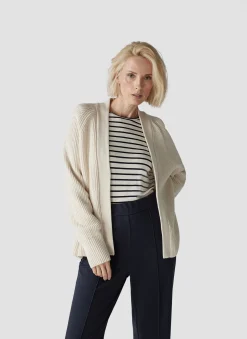 Damen Lecomte Offener Strick-Cardigan mit Perfangstruktur