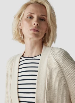 Damen Lecomte Offener Strick-Cardigan mit Perfangstruktur