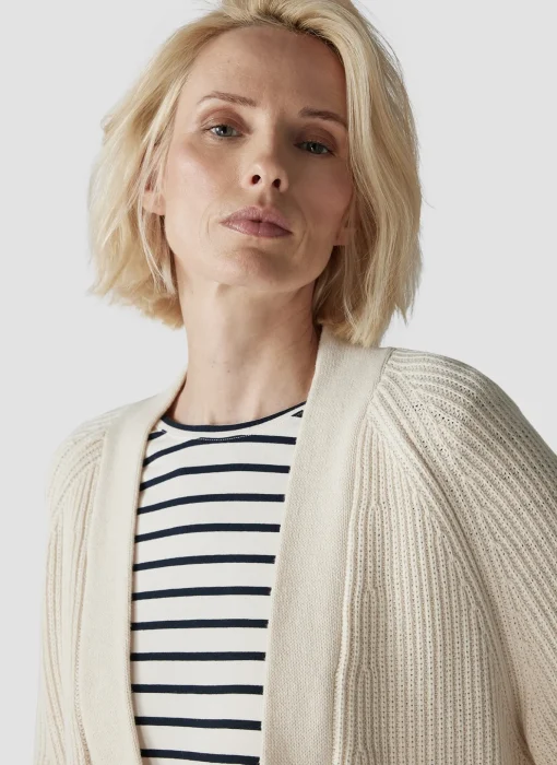 Damen Lecomte Offener Strick-Cardigan mit Perfangstruktur