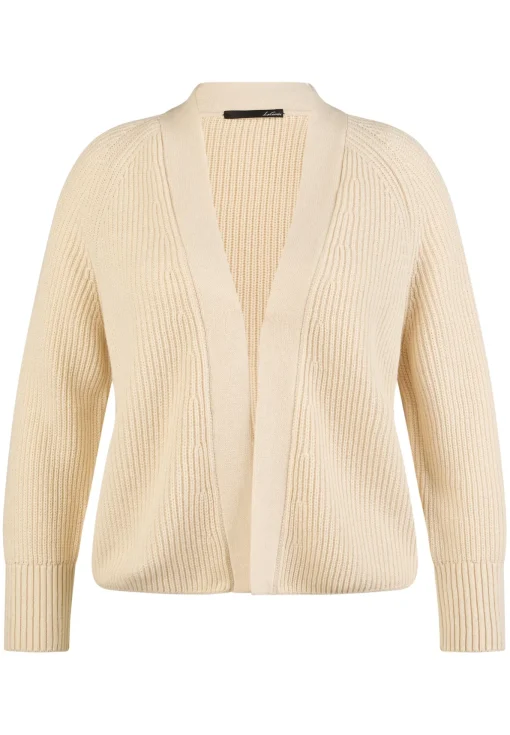Damen Lecomte Offener Strick-Cardigan mit Perfangstruktur