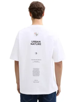 Herren Tom Tailor Denim Oversize T-Shirt mit Rücken-Print