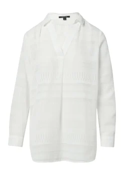 Damen Comma Oversized Bluse aus transparentem Jacquard