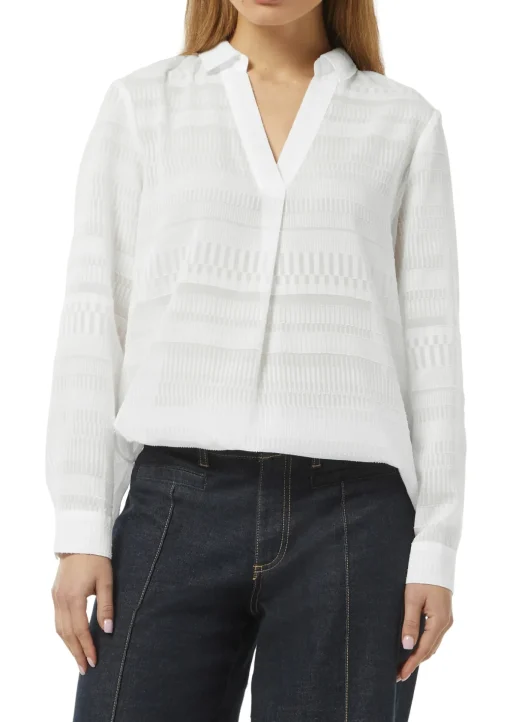 Damen Comma Oversized Bluse aus transparentem Jacquard