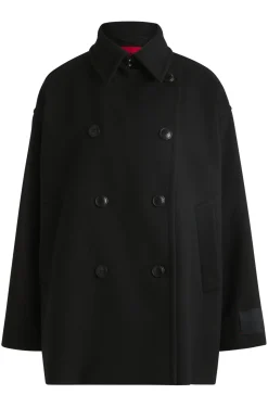 Damen Hugo Red Oversized Caban-Mantel mit Tab-Kragen